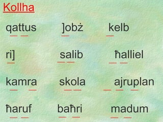 Immarka  l - V okali Kollha qattus   ] ob ż   kelb ri ]   salib   ħ alliel kamra   skola   ajruplan ħ aruf   ba ħ ri   madum __ __ __ __ __ __ __ __ __ __ __ __ __ __ __ __ __ __ __ __ __ __ 