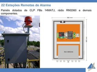 22 Estações Remotas de Alarme Painéis dotados de CLP FBs 14MATJ, rádio RM2060 e demais componentes. 