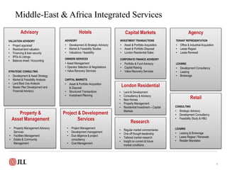 Property & 
Asset Management 
Research 
Retail 
Agency 
Middle-East & Africa Integrated Services 
•Property Management Adv...