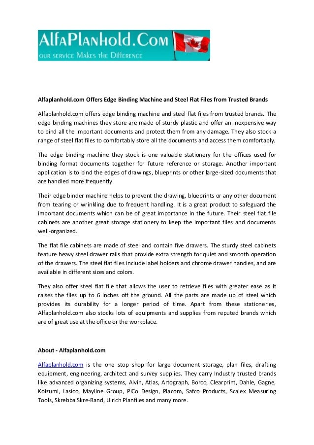 Alfaplanhold Com Offers Edge Binding Machine And Steel Flat Files Fro