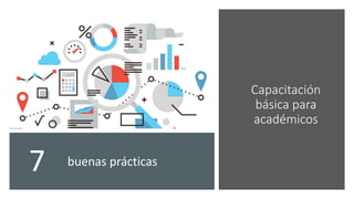 buenas prácticas
7
Capacitación
básica para
académicos
 