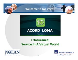 E:Insurance:
Service In A Virtual World
1
Welcome to Las Vegas!
 