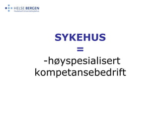 SYKEHUS=-høyspesialisert kompetansebedrift