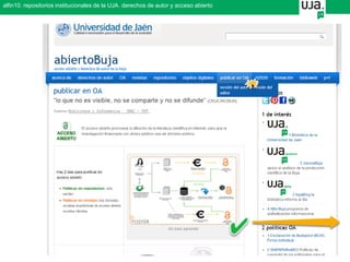 alfin10. repositorios institucionales de la UJA. derechos de autor y acceso abierto
 
