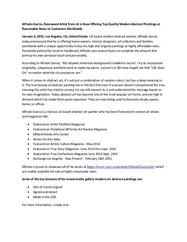 Alfredo garcia, renowned artist from la is now offering top quality