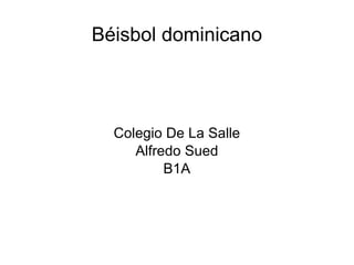 Béisbol dominicano Colegio De La Salle Alfredo Sued B1A 