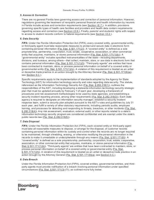 Domestic Privacy Profile Florida