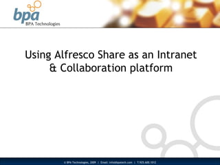 Using Alfresco Share as an Intranet & Collaboration platform 