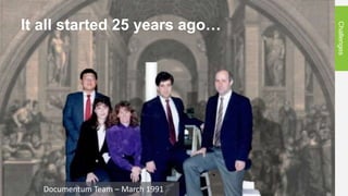 It all started 25 years ago…
Challenges
Documentum Team – March 1991
 