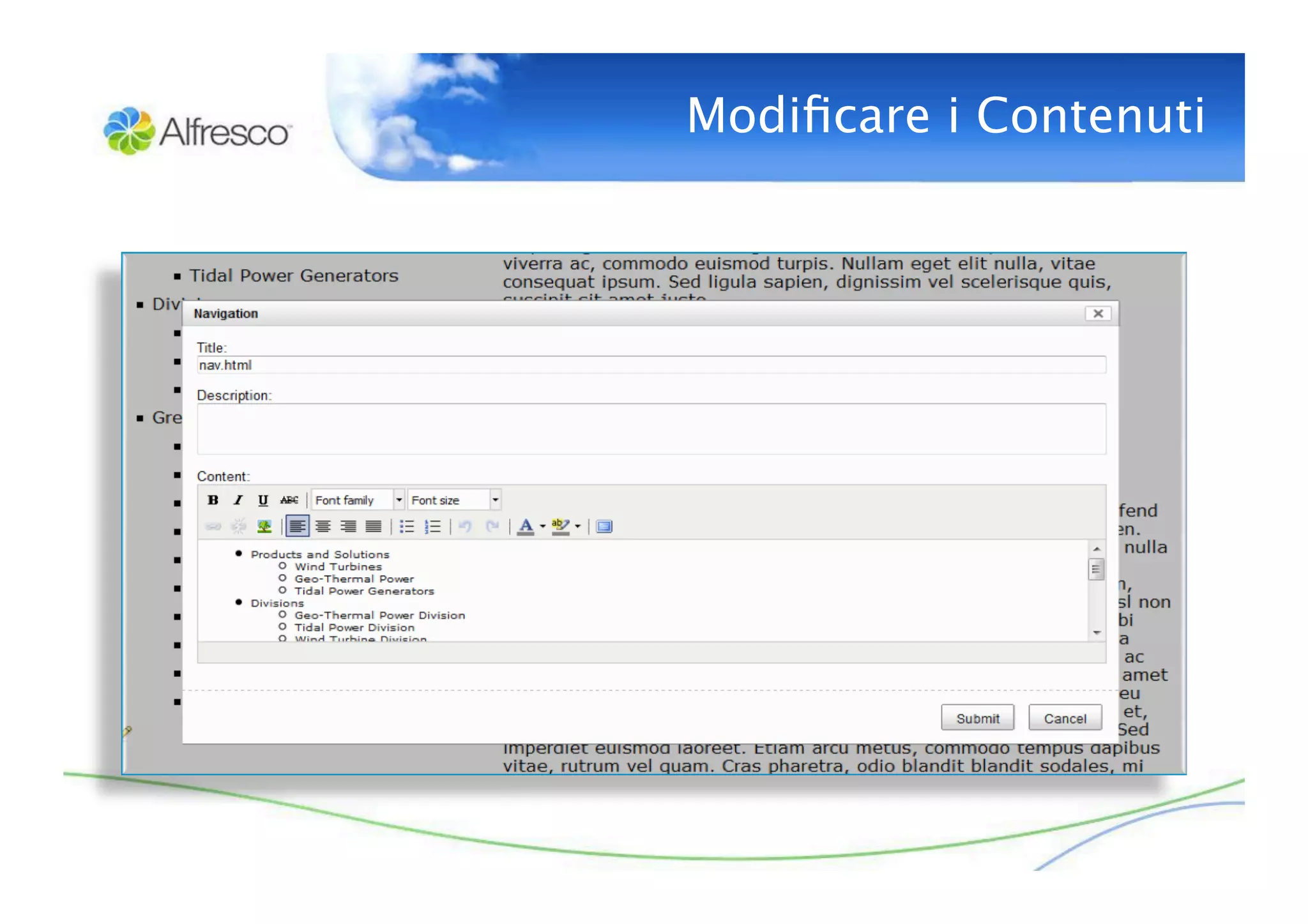 Modiﬁcare i Contenuti
 