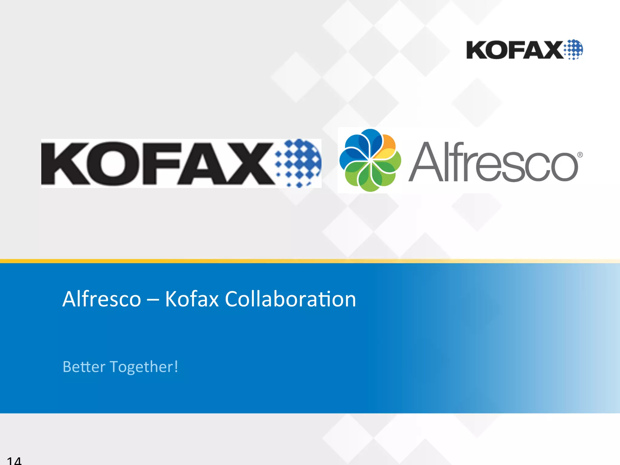Alfresco	
  –	
  Kofax	
  Collabora5on	
  

Beber	
  Together!	
  
 