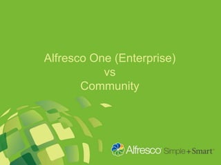Alfresco One (Enterprise)
vs
Community
 
