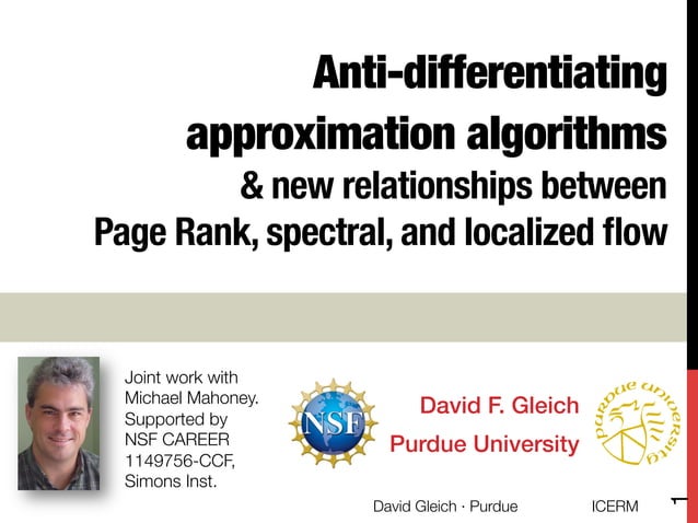 Anti-differentiating Approximation Algorithms: PageRank and MinCut | PPT image.