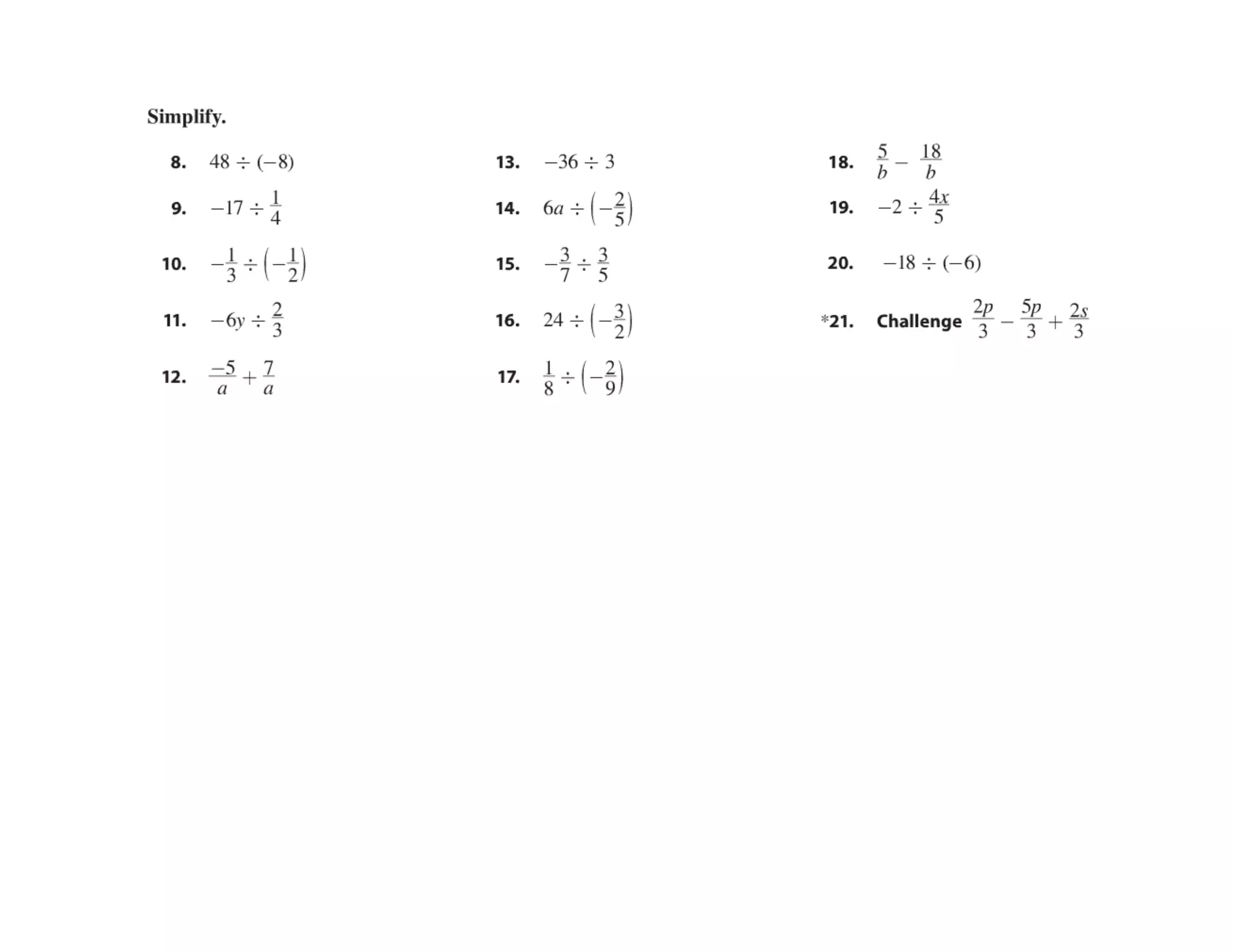 Alg 1 3.6 Reciprocals and Division