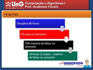 Computação e Algoritmos I Prof. Anderson Favaro FALTAS 