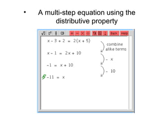 A multi-step equation using the distributive property