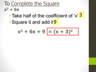 Alg 2 completing the square | PPTX