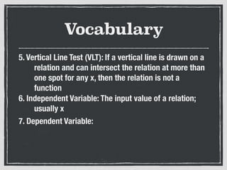 Functions Math Vlt Algebra 2 Section 2-1 | PDF