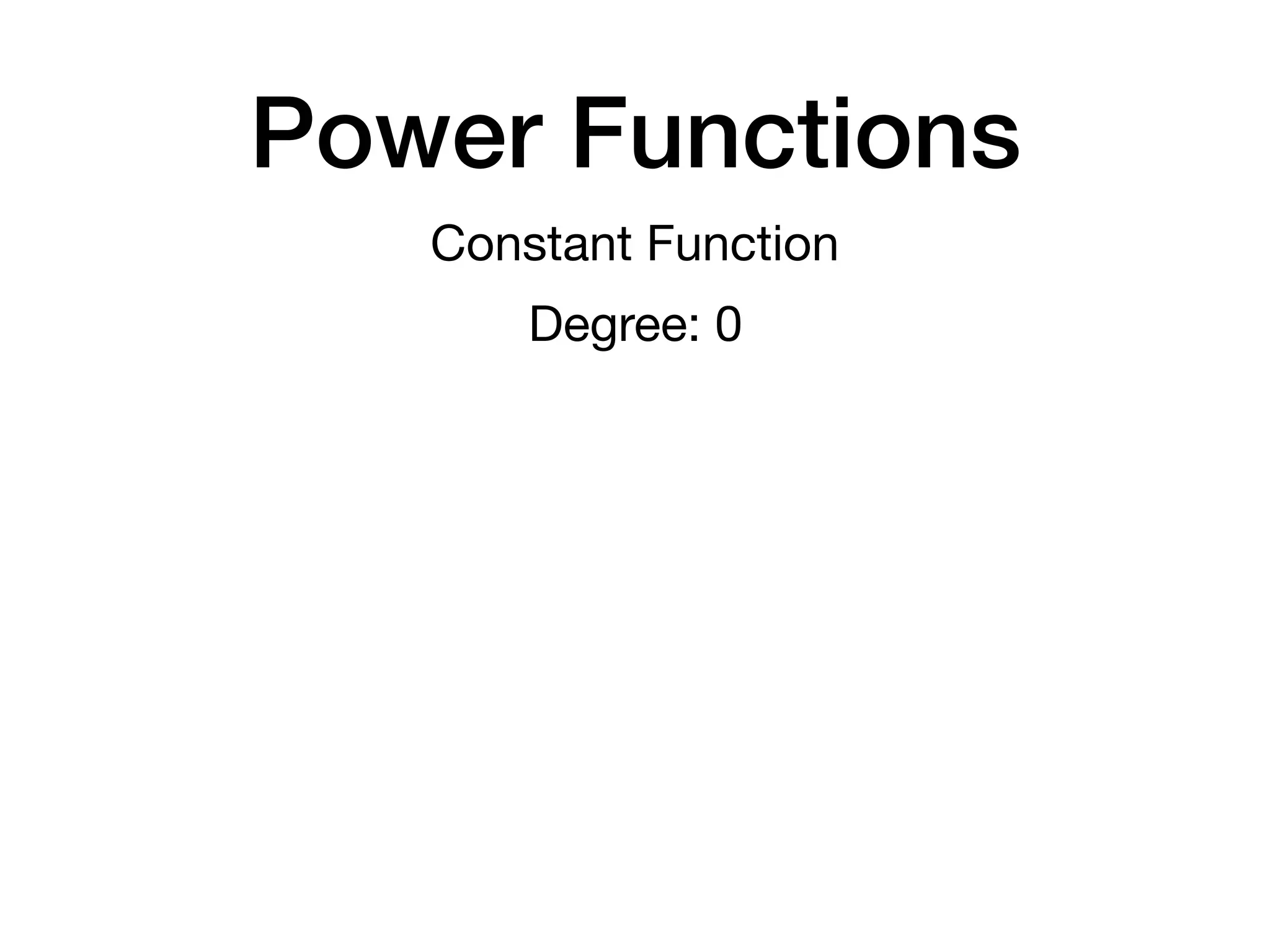 Power Functions
Constant Function
Degree: 0
 