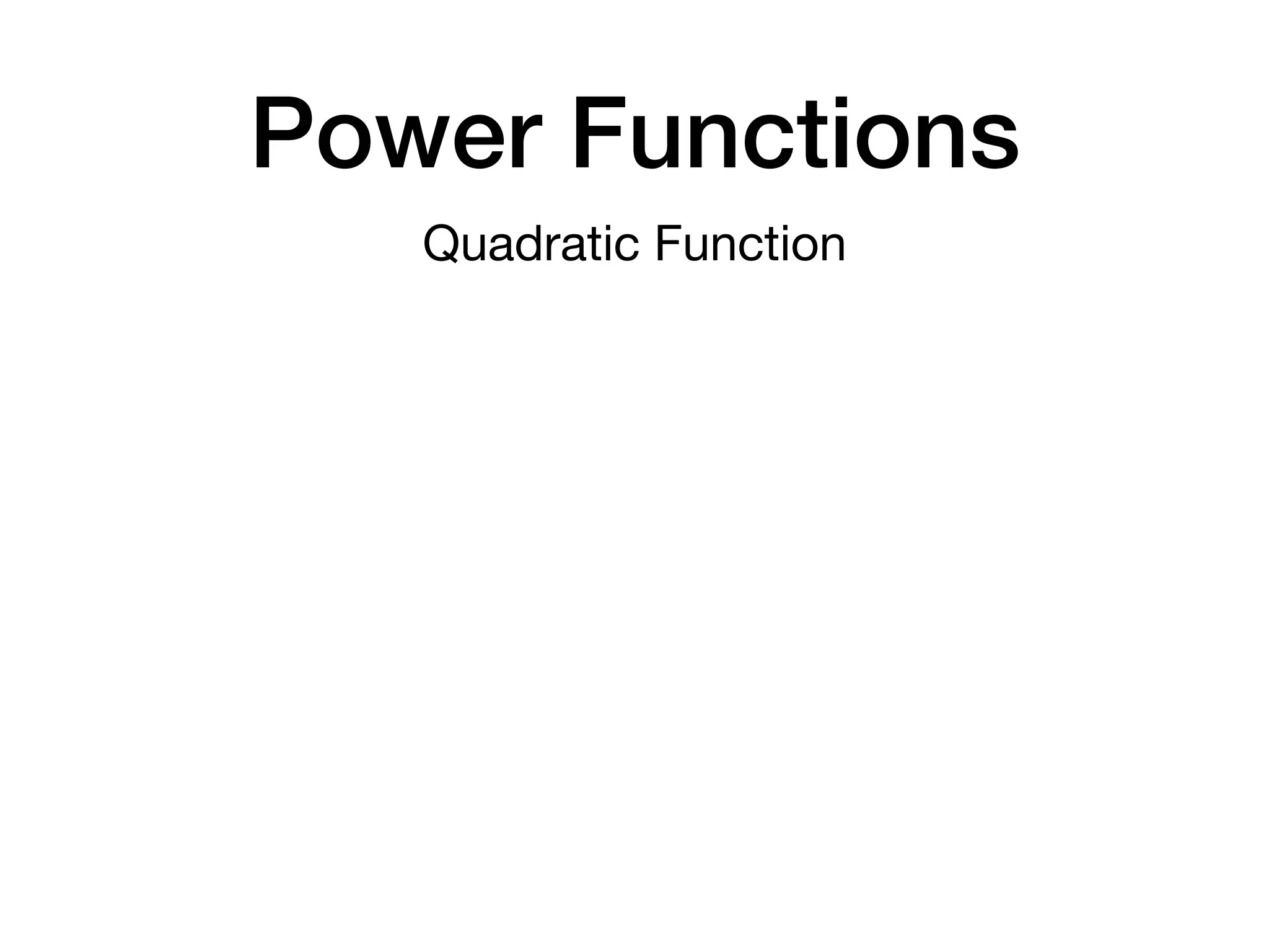 Power Functions
Quadratic Function
 