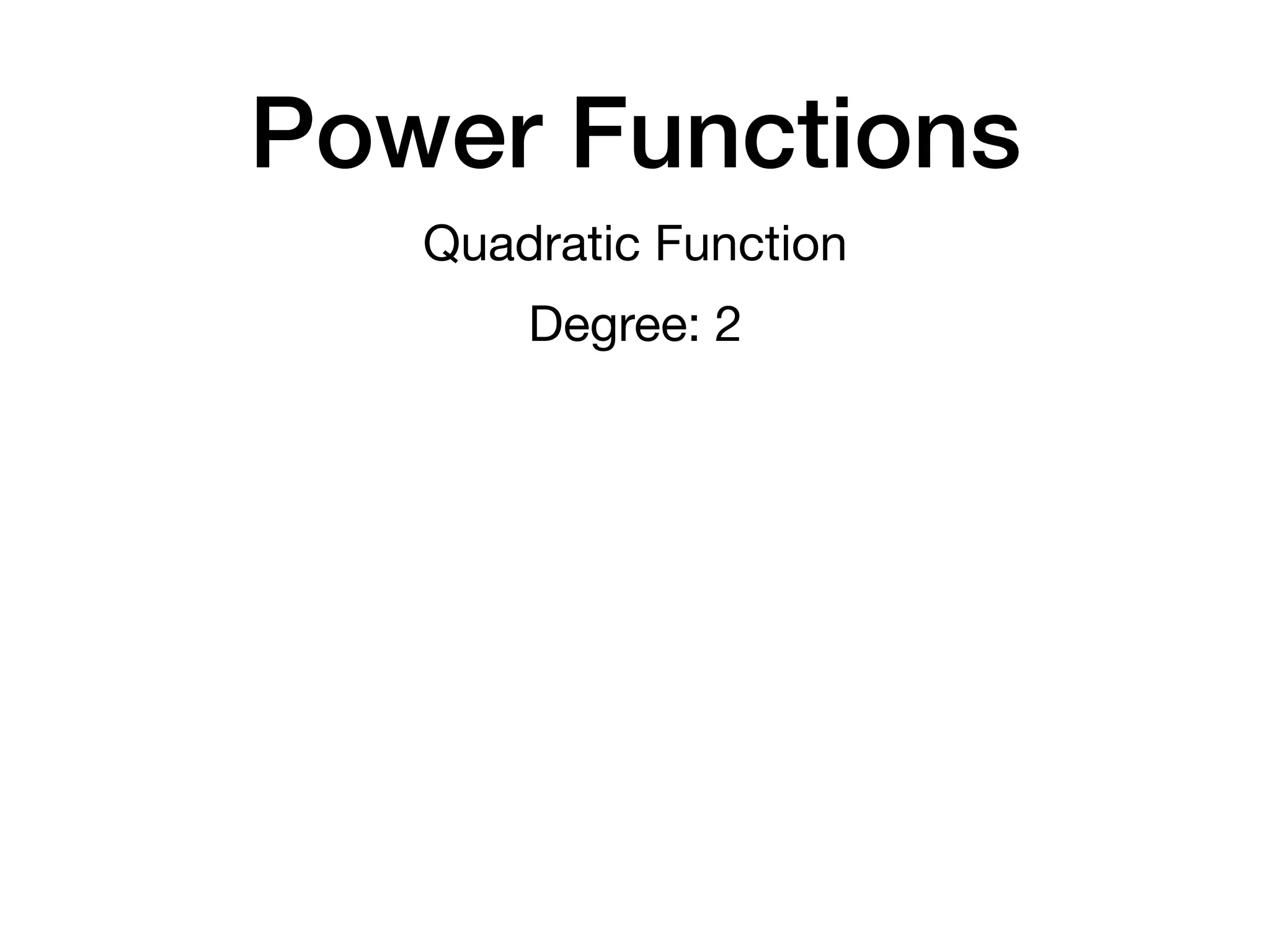 Power Functions
Quadratic Function
Degree: 2
 