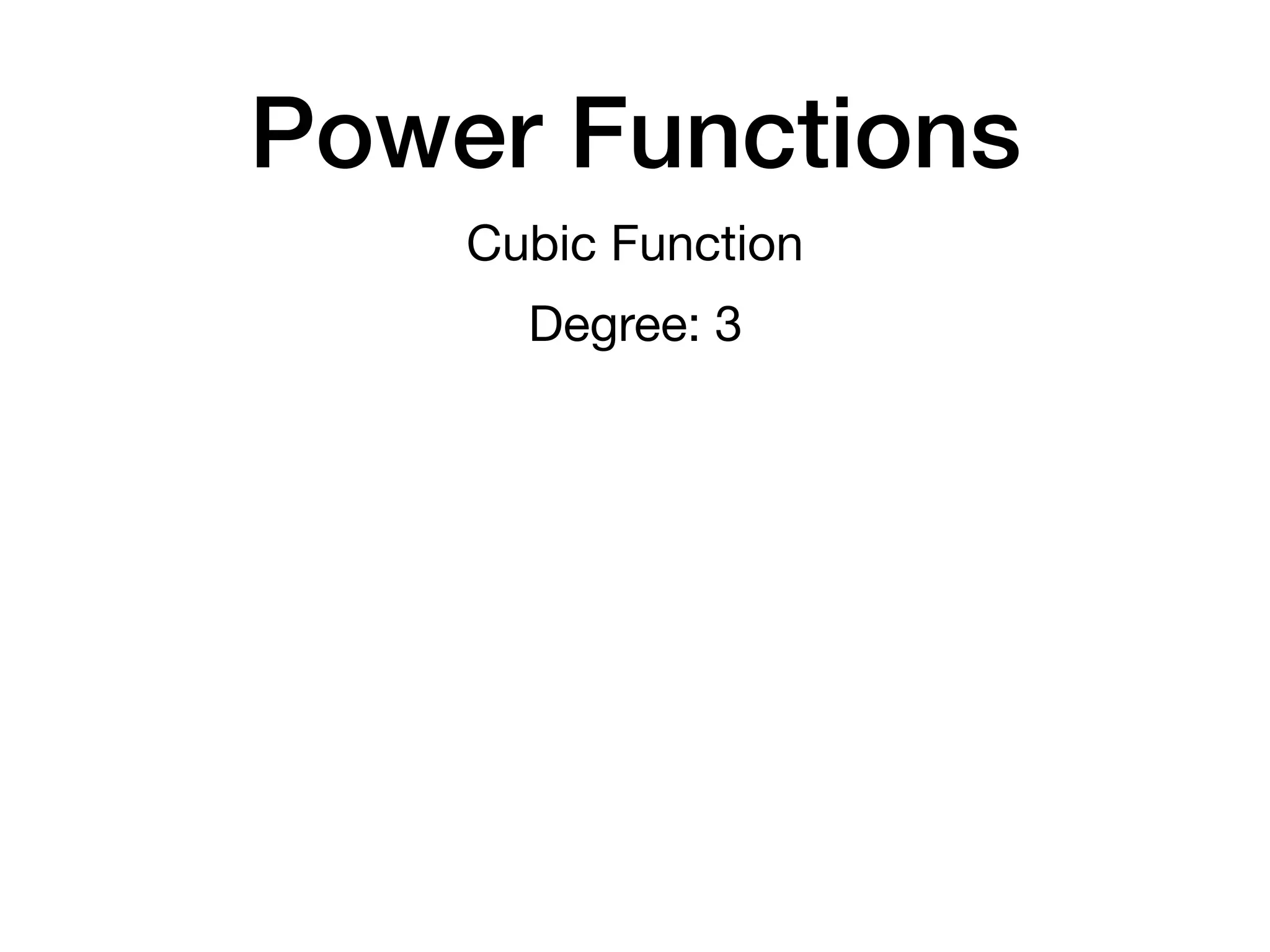 Power Functions
Cubic Function
Degree: 3
 