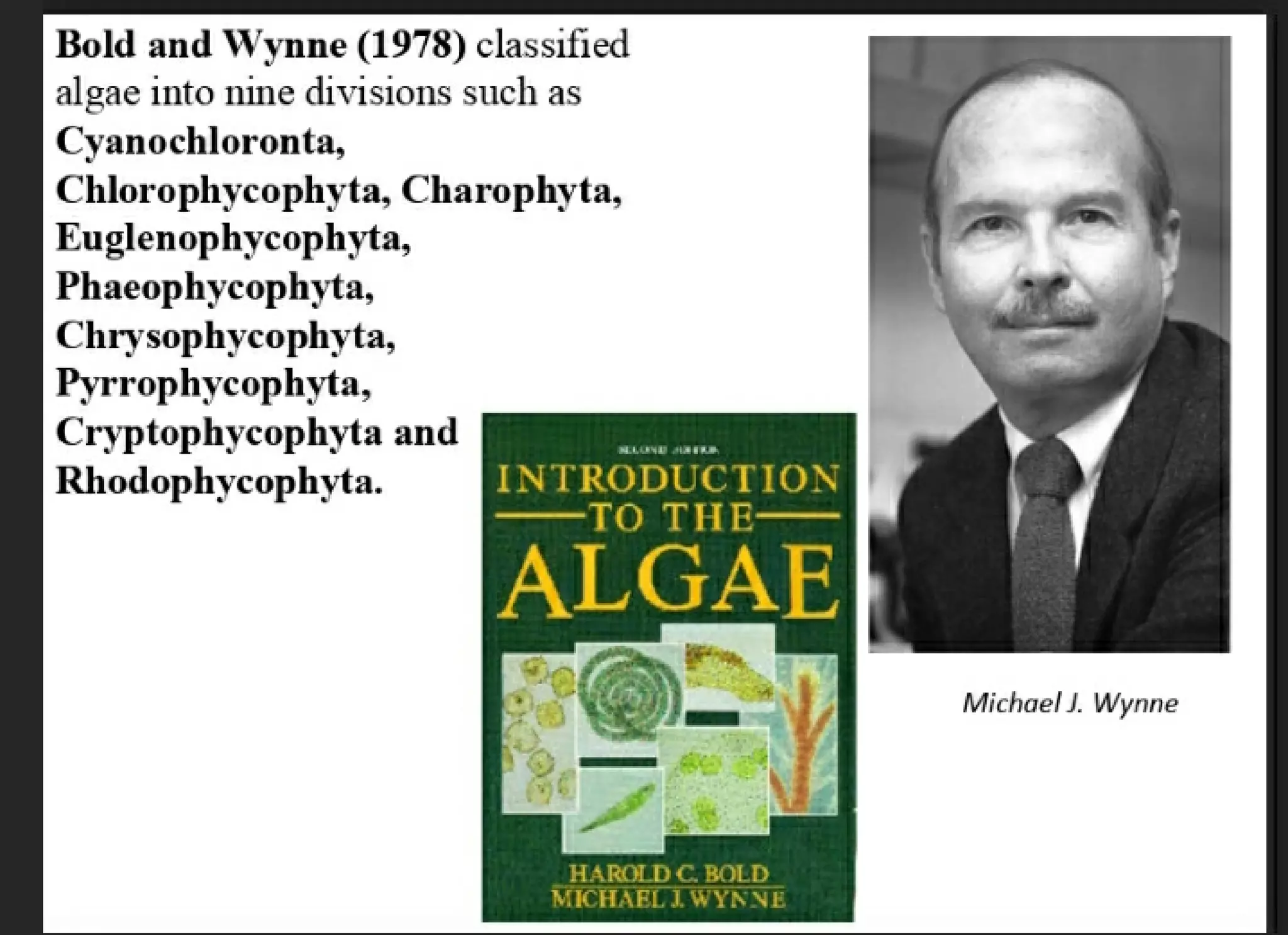 Algae and there classification based on different features, structure, biological systems.