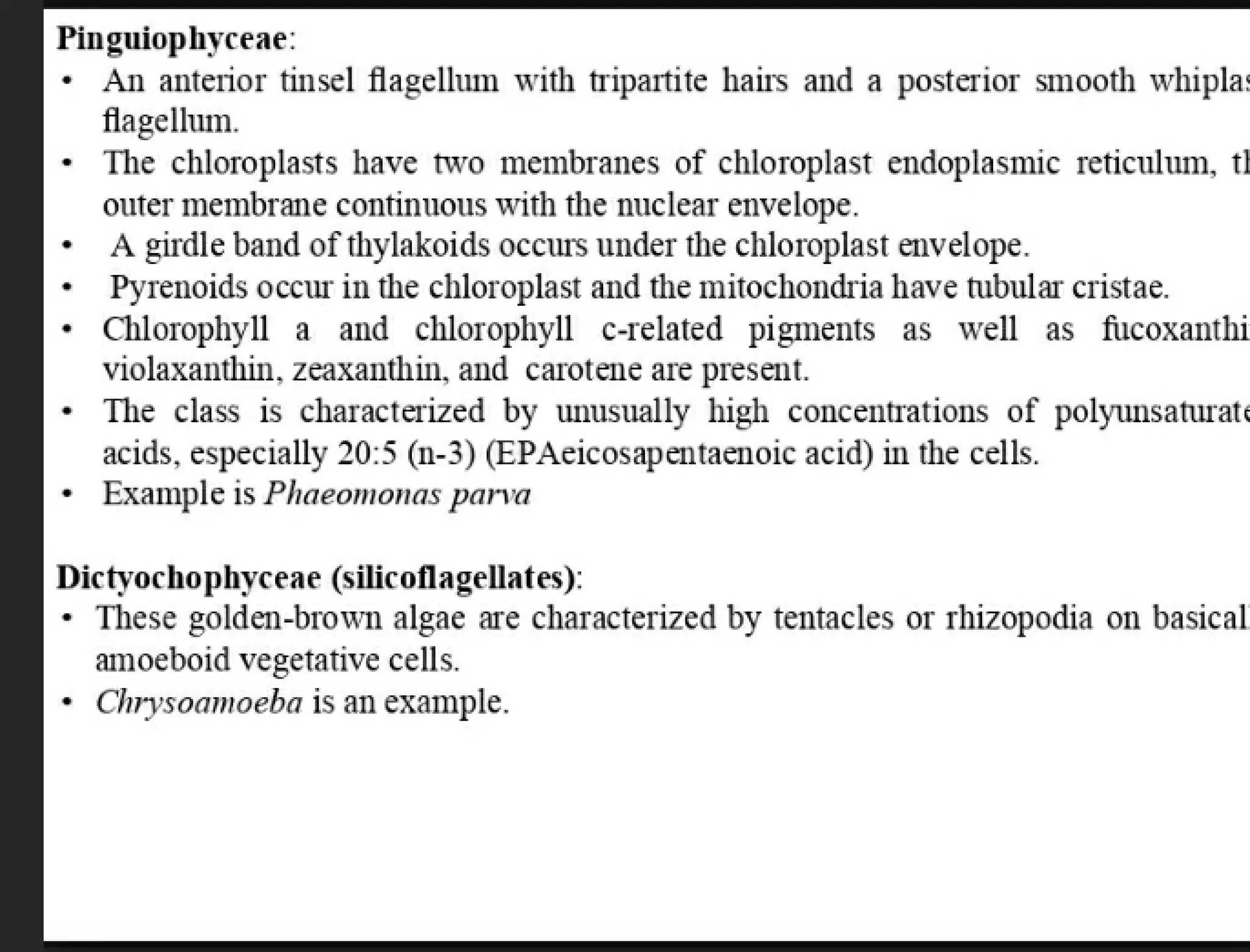 Algae and there classification based on different features, structure, biological systems.
