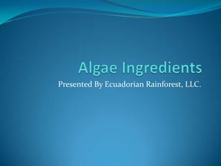 Algae Ingredients Presented By Ecuadorian Rainforest, LLC. 