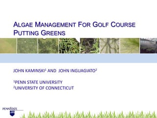 Algae Management For Golf Course Putting Greens John Kaminski1 and  John inguagiato2 1Penn State University 2University of Connecticut 