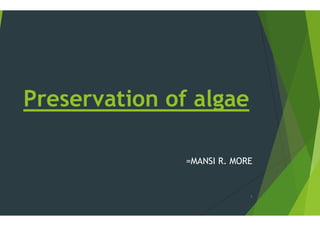Preservation of algaePreservation of algae
=MANSI R. MORE
1
 