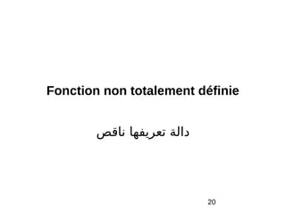 20
Fonction non totalement définie
‫ناقص‬ ‫تعريفها‬ ‫دالة‬
 