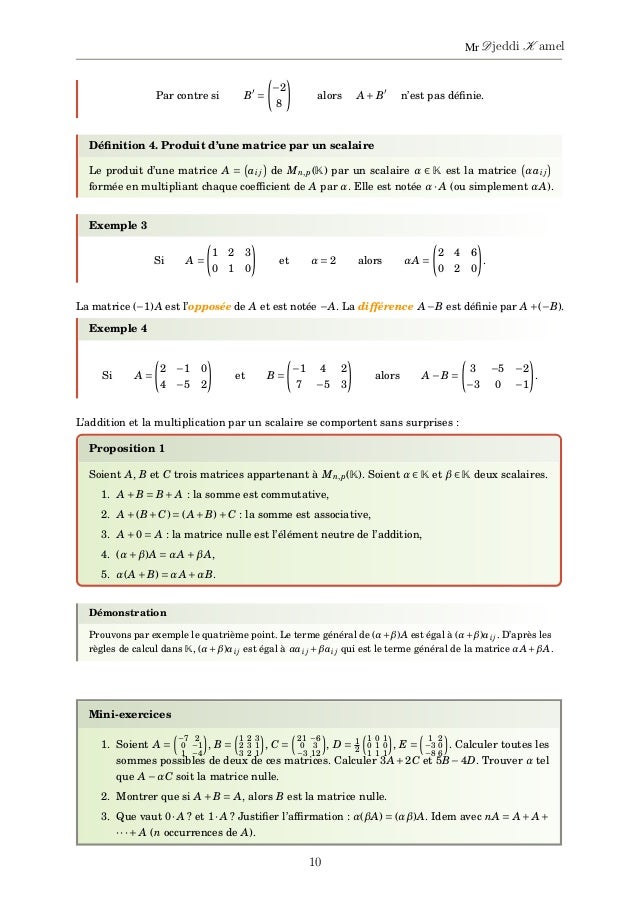 Calcul Matriciel Systemes Lineaires