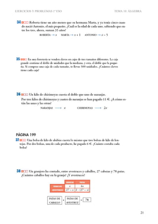 EJERCICIOS Y PROBLEMAS 1º ESO TEMA 10: ÁLGEBRA
21
 