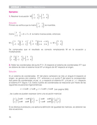 39
UNIDAD 1 - Matrices - Resumen y Autoevaluación
RESUMEN
Una matriz es un conjunto de elementos dispuestos en forma recta...