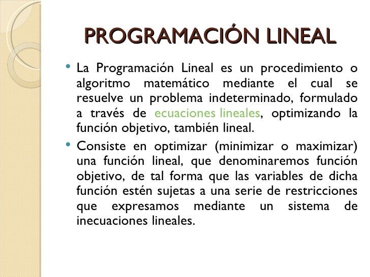 Programacion Lineal Programacion Lineal