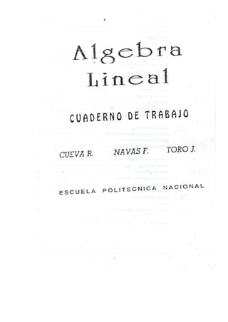 Algebra lineal de Cueva,Navas y Toro cuaderno de ejercicios pdf