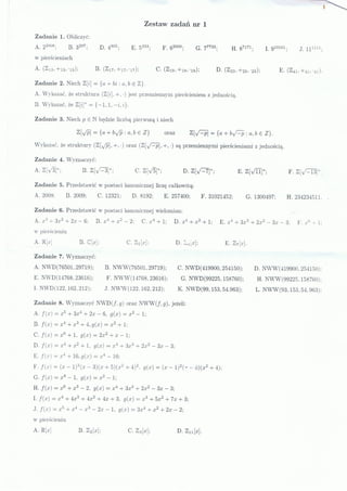 Algebra  - zestaw 1