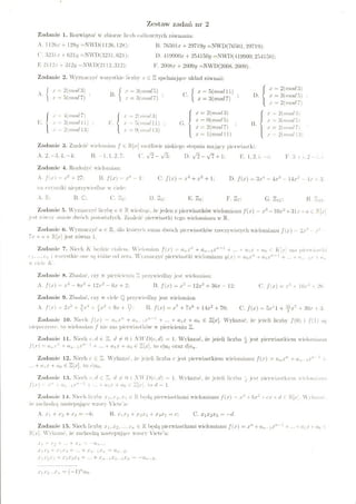 Algebra - wielomiany - zestaw 2