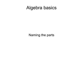 Algebra basics Naming the parts 