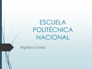 ESCUELA
POLITÉCNICA
NACIONAL
Algebra Lineal
 