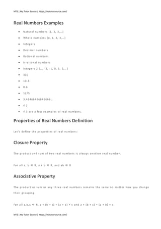 Algebra 101 real numbers and the real number line | PDF