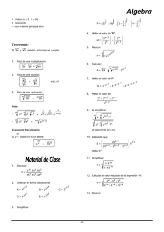Algebra 1 teoria de exponentes | DOCX