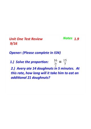 Unit 1 Test Study Guide