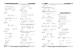 51 52COLEGIO DE CIENCIAS LORD KELVIN 4to Año Secundaria ÁLGEBRA 4to Año Secundaria
Indicar su intervalo solución.
a) x ∈ <-∞, -3/2> U <0, 7/6> U <2, +∞>
b) x ∈ <-∞, 2> U <4, +∞>
c) x ∈ <-∞, -1> U <1, 2> U <3, +∞>
d) x ∈ R e) N.A.
05. Resolver:
1
5x
5
1x
2
−<
−
+
+
su conjunto solución es: x ∈ <a, b> U <c, d>
Hallar: E = a + b + c + d.
a) -5 b) -1 c) 2
d) 5 e) 1
06. Resolver:
2
2x
4
2x
x 2
−
+
>
+
a) x ∈ <0, +∞> b) x ∈ <-2, +∞>
c) x ∈ <2, +∞> d) x ∈ <-1, +∞>
e) x ∈ <-4, +∞>
07. Resolver:
A = {x ∈ R /
5x
3x
−
+
≥ 0}
B = {x ∈ R/
4x
2x
+
−
≥ 2 }
Hallar (A ∩ B)
a) <- ∞, -3] U <5; +∞>
b) <-10, +∞>
c) <-∞, 10>
d) [-10, -4>
e) N.A.
08. Hallar F U G.
F = {x ∈ R+
/2x2
- 5x + 7 ≥ 0}
G = {x ∈ R+
/2x2
- 5x + 30 ≥ 0}
a) <0, 1] U [3/2, + ∞> b) R
c) R+
d) R - {1}
e) R - {3/2}
09. Hallar J ∩ K siendo:
J = {x ∈ R-
/x2
- 7 < 0]
G = {x ∈ R /x2
- 5 > 0}
a) 7,7− b) 5,5−
c) 5,7 −− d) 5,−∞−
e) 7,−∞−
10. Resolver: 4816x 2
<−
a) <-8, -4] U [4, 8> b) <- ∞, -4] U [4, +∞]
c) <- ∞, -4] U [8, +∞> d) <-∞, 6>U<8, +∞>
e) <-8, 8>
11. ¿Cuáles son los valores de y para que la ecuación
x2
+ xy + y2
- 4 = 0, defina valores reales de x?
a)







−
3
34
,
3
34
b) 



3
32
,0
c) ∅ d) R
e) [-2, 2]
12. Determine los valores de x que impiden que y tome
valores reales en la ecuación:
xy2
- y2
- x = 0
a) R -{1} b) [1, +∞> c) <-∞, 0]
d) <1, +∞> e) <0, 1>
13. Resolver: 5625x 2
<−
a) <-9, -5] U [5, 9> b) <-9, 9>
c) <-∞, -9> U <9, +∞> d) R
e) <-∞, -5] U [5, +∞>
14. Resolver: 7 235
9x1xx2 −+− ≥ 0
a) <-1, 2] U [3, +∞> b) R
c) <-∞, -3> d) [-1, -3] U <-∞,-3]
e) [-3, -1] U [2, 3]
15. Resolver la siguiente inecuación :
5x21x6x3 +++<+
a) {2} b) R+
c) <-∞, -1>
d) <-1, +∞> e) [-1, +∞>
16.Determine cuántos valores enteros de k satisfacen el
sistema:
x2
- 4x + 2k < 0 ...(1)
x2
+ k x + 0.5 > 0 ... (2)
a) 2 b) 4 c) 5
d) 16 e) Infinitos
17.Si k > 1/4, hallar el conjunto solución en:
x2xx
kxx
23
2
−−
++
≤ 0
a) <0, 1> b) <1/4, 2> c) <1, 2>
d) <-∞, -1> U <0, 2> e) <-∞,0>U<0,1>
18.Si:
7x
6
3x
7
−
+
+
> 2, el conjunto solución
es:
a) [-3, -1/2]U<7, 11> b) <-3, -1/2>U<7, 11>
c) <-3, -1/2] d) <-6, -1>
e) <-∞, -6] U [-1, +∞>
19.Resolver:
x14
4
x1
2
≥
−
a) <-∞, 0> U [1/8, 1) b) [0, -1/8)
c) <0, -1/8) d) <-1, ∞>
e) R
20.Resolver:
1x
2x3
+
−
< 4
a) <-∞, 0> U [1/8, 1) b) [0, -1/8)
c) <0, -1/8> d) <-1, +∞>
e) <-∞, -6> U <-1, + ∞)
EJERCICIOS PROPUESTOS N° 02
01. Resolver: x3
- 18x2
+ 77x > 60
a) x ∈ <1; 5> U <12; +∞>
b) x ∈ <1; 4> U <10; +∞>
c) x ∈ <-1; 5> U <12; +∞>
d) x ∈ <0; 5> U <10; +∞>
e) x ∈ <-12; -5> U <-1; +∞>
02. Resolver: x4
- 2x3
- 16x2
+ 2x + 15 < 0
a) x ∈ <-3; -1> U <1; 5>
b) x ∈ <-2; 0> U <1; 4>
c) x ∈ <-1; 1> U <2; 5>
d) x ∈ <3; 5>
e) x ∈ <-3; 0>
03. Resolver:
3xx3x
20xx
23
2
+−−
−−
≤ 0
a) x ∈ <-∞, -4] U <-1; 1> U <3; 5]
b) x ∈ <-∞, 2] U <-1/2; 1> U <4; 7]
c) x ∈ <-4, -1> U <-1; 3>
d) x ∈ <-∞, 4] U <8; 7>
e) x ∈ ∅
04. Resolver:
abx
bax
+
+
> 1, donde: 0 < a < b.
a) x ∈<- ∞; -
b
a
> b) x ∈<- a; 1>
c) x ∈<- b; 1> d) x ∈<-
b
a
; 1>
e) x ∈<a; b>
S4AL34B “El nuevo símbolo de una buena educación....” S4AL34B “El nuevo símbolo de una buena educación...."
 