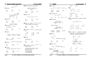 01 02COLEGIO DE CIENCIAS LORD KELVIN 5to Año Secundaria ALGEBRA 5to Año Secundaria
14.Calcular:
43Log
74Log
75Log
3
a) 2 b) 3 c) 4
d) 5 e) 7
15.Calcular:
3Log
4Log
5Log
3Log
4Log
2Log
a
c
c
b
b
a
5




























a) 2 b) 25 c) 5
d) 1/5 e) 125
16.Calcular:
3LogxLog aa x73 +
si se sabe que:
aLog32x =
a) 1 b) 2 c) 3
d) 4 e) 5
17.Reducir:
cLog1
1
bLog1
1
aLog1
1
abacbc +
+
+
+
+
a) ½ b) abc c) a + b + c
d) ab + ac + bc e) 2
18.Calcular:
81LogLog25,0 35,0
9logCo 16 +
a) 1 b) 2 c) 3
d) 4 e) 5
19.Calcular:
2logco
325.0
779Logloganti2Log −
++
a) 2 b) 8 c) 4
d) 0,5 e) 0,25
20.Señalar la menor raíz de la ecuación:
17
10
103.100
xLog
10LogxLog
=
+
a) 2/3 b) 2/5 c) 3/2
d) 5/2 e) 5
21.Hallar “x” en:
Lnx3Lnx2Lnx1 233 +++ =+
a) e b) e2 c) e-1
d) e e) e/2
22.Luego de resolver:
13Lnx Lnx42Lnx =+
señalar el producto de sus soluciones
a) e4 b) e7 c) e6
d) e8 e) e13
23.Si: 2a4Logy3bLog ba ==
, indicar el valor
de “b”
a)
5 82
b)
5 22
c)
3 24
d) 2 e)
3 22
24.Resolver:
Loga64 Logxa = 3
a) 2 b) 8 c) 6
d) 4 e) 5
25.Al resolver la ecuación:
( ) 25x
2
x 4xlog =+
podemos afirmar:
a) Admite como solución a la unidad
b) Se verifica para x = -9
c) Su C.S. = {-9; 1}
d) Es inconsistente
e) Es indeterminada
26.El valor de :
M =
26log24log23log 55332 2 +++ ++
; es :
a) 198 b) 190 c) 187
d) 202 e) 1181
27.El equivalente de :
Q =
34log
9 8log16
a) 2 b) 4 c) 8 d) 16 e) 32
28.Sabiendo que :
5,0)23(alog
3 2
a =



 −
Obtener el valor de :
5,0)23(alog 4
a =



 −
a) 0,8355 b) 0,9375 c) 0,5724
d) 0,7218 e) 0,6521
29.Calcular :






9
1
25
15 Log
+ 25,0logAnti
9log 8logCo
0,5
a) 2 b) 3 c) 4
d) 5 e) 6
30.Hallar “x” en :
2xLog −
3
5
logAnti
3logAnti
2 = 3
31.Hallar “x” en :
xlogAntilogCo
10logLog
3
= Colog
x
x
a) 1/5 b) 1/3 c) 2/3
d) 2/5 e) 3/5
32.Si :
yx =
1010 ………… (1)
xlogy
=
2510 ……… (2)
Calcular (x - y) .
a) 10 b)
210 c)
310
d)
410 e) N.A.
33.Encontrar el dominio de la función F definida
por:
F(x) = ( )( )x23log 3x4 −−
a) < 4
3
; 3
2
> b) <0; 2
3
> c) < 2
1
; 2
3
>
d) < 4
3
; 4
5
> e) < 4
3
; 2
3
> - {1}
34.En la figura C representa una función
logarítmica y L una función lineal. Hallar la
suma de las coordenadas en el punto P.
L
P
C
4
x
a
4
1
-1
-2a
y
a) 2
3
b) 3
2
c) 1
d) 2
1
e) 2
S5AL34B “El nuevo símbolo de una buena educación....” S5AL34B “El nuevo símbolo de una buena educación...."
 