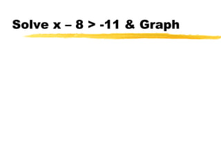 Solve x – 8 > -11 & Graph