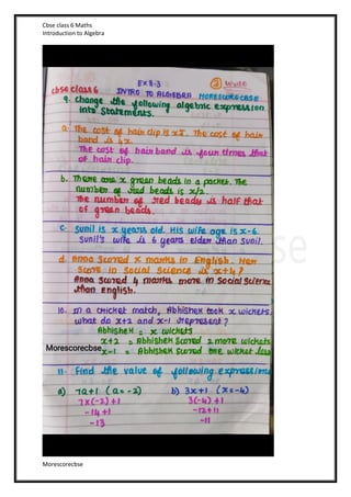 Cbse class 6 Maths
Introduction to Algebra
Morescorecbse
 