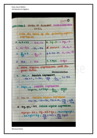 Cbse class 6 Maths
Introduction to Algebra
Morescorecbse
 