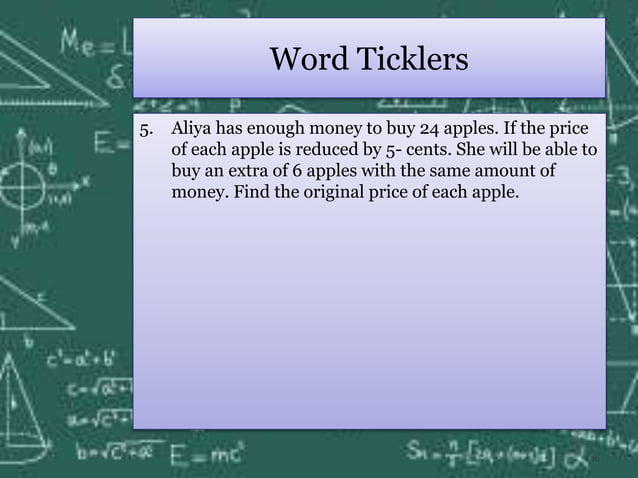 Algebra And Formulas Pptx
